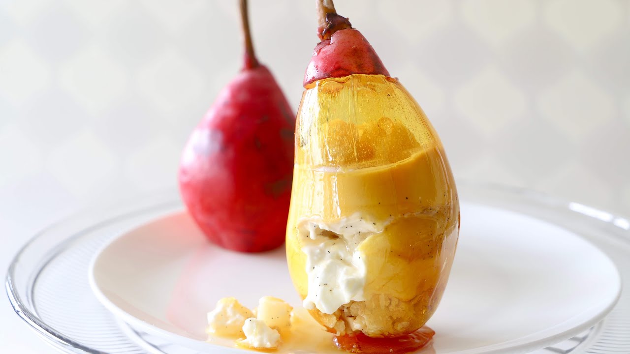 Candy work & Red pear dessert 洋梨のアメ細工デザート