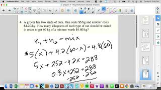 Chapter 7-7 Alg (Mixture Problems)