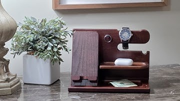 TESLYAR Houten Telefoon Docking Station – Het Perfecte Cadeau voor Mannen | Bureau- & Nachtkastje...