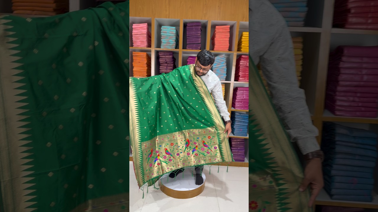 Pure Zari Temple Parrot Paithani Dupatta