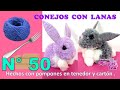 Manualidades Milagros Ena N° 50: DIY conejos hechos con lanas de pompones en tenedor y cartón