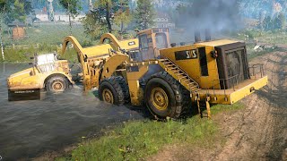 SnowRunner - Biggest Wheel Loader Caterpillar 993k - Heavy Lifting CAT 745C Water Tanker