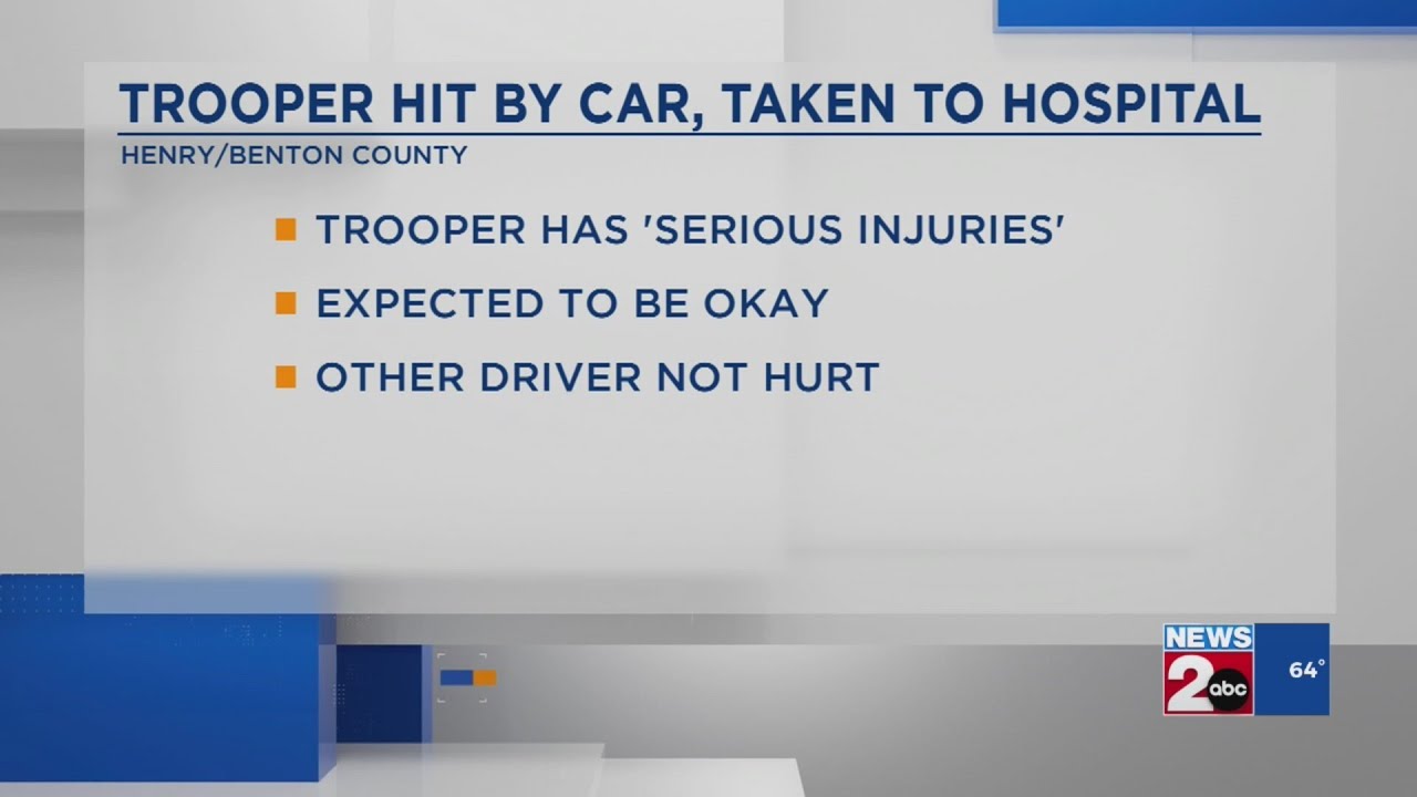 THP trooper hit by car, taken to hospital - YouTube