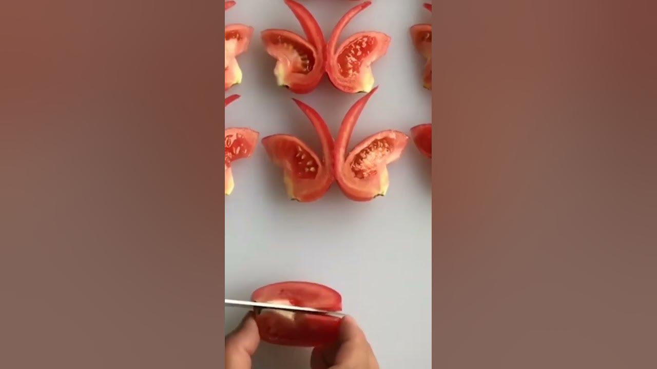 Garnish Tomat Bentuk Kupu Kupu || Butterfly Garnish  #shorts