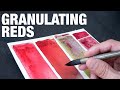 Granulating RED watercolour paint