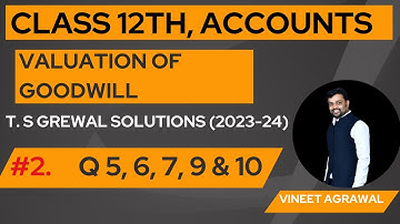 Class 12 Accounts (Session  2023-24) Valuation Of Goodwill T.S. Grewal Solutions  Vineet Agrawal