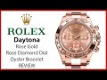 ▶Rolex Daytona Rose Gold Pink Diamond Baguette Dial & Bezel Oyster Bracelet - REVIEW 116505