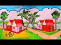 Beautiful Village Scenery Drawing | গ্রামের দৃশ্য আঁকা সহজ পদ্ধতি | Easy Oil Pastel Drawing.