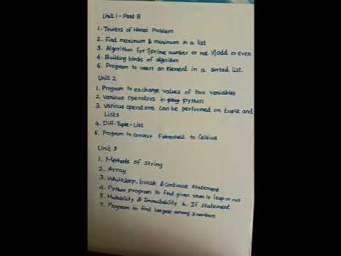 Problem Solving & Python Programming Semester Exam Important Questions ...