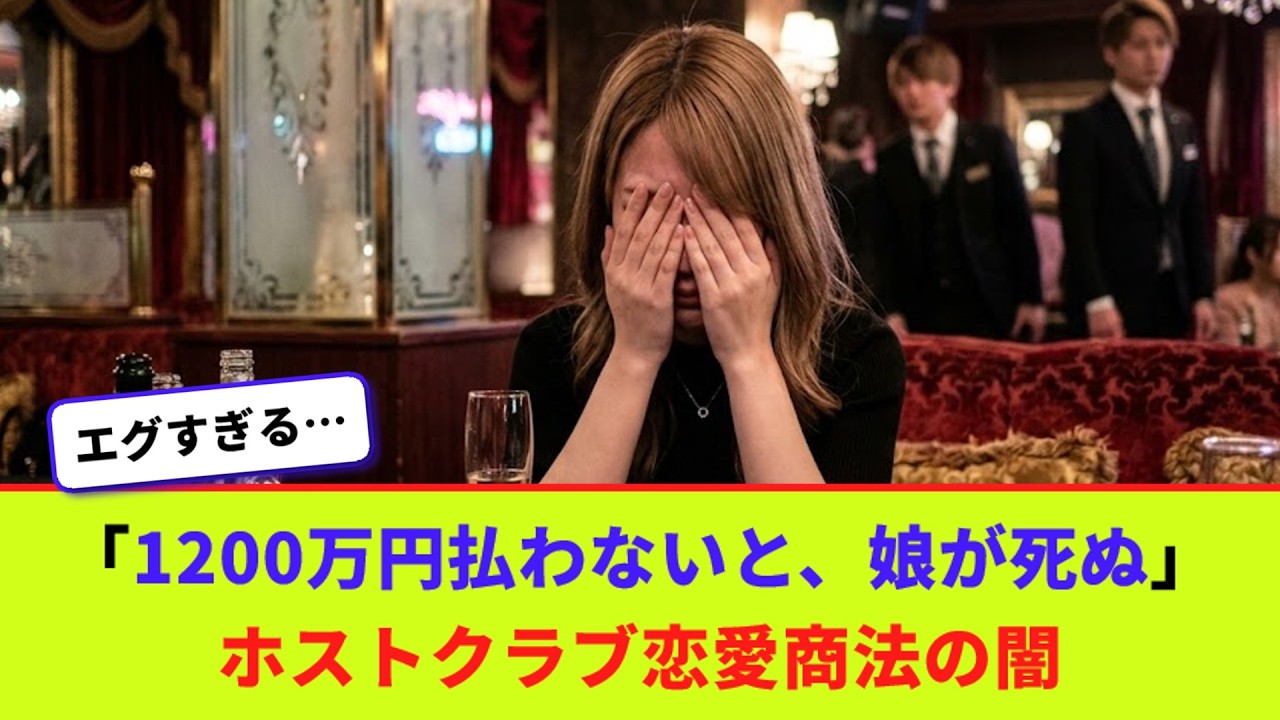「1200万円払わないと、娘が死ぬ」　ホストクラブ恋愛商法の闇【2chまとめ】【2chスレ】【5chスレ】