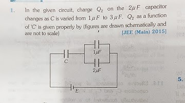 In the given circuit, charge Q2 on the 2μF capacitor changes as C is varied from 1μF to 3μF. Q2 as..