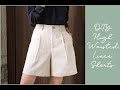 Diy high waisted linen shorts  how to make a short  longline shortspleated shorts