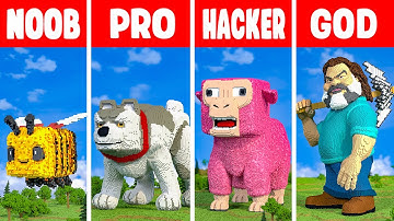 A Minecraft Movie | Statue Build Challenge - NOOB vs PRO vs HACKER vs GOD