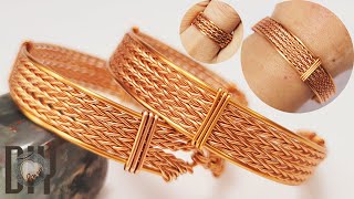 Wheat pattern | twisted wire | thick bangle | cuff bracelet | unisex@LanAnhHandmade 811