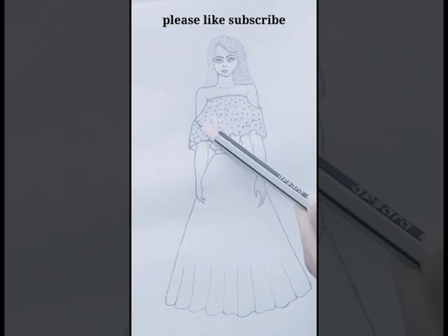 Girl with fashion dress drawing #shorts #youtubeshorts