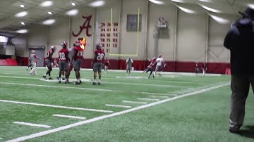 Nick Saban throws to alabama defensive backs