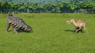 Ankylosaurus(Modified) VS Indoraptor, Spinoraptor and Indominus Rex - Jurassic World Evolution
