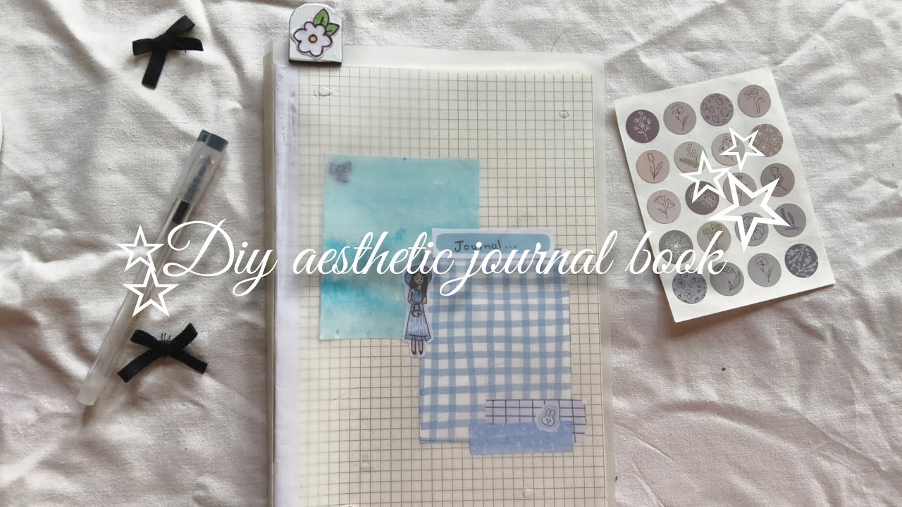Diy Aesthetic journal book 🫧|simple diy | grid lined journal ☁️🩵 - YouTube
