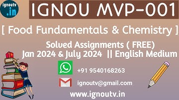 IGNOU MVP-001 Solved Assignment Jan 2024 & July 2024 [FREE] || MSC & PGD FSQM || IGNOU TV || IGNOU |