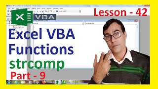 STRCOMP function in excel VBA | Excel VBA for beginners - 42 | Excel VBA function in hindi