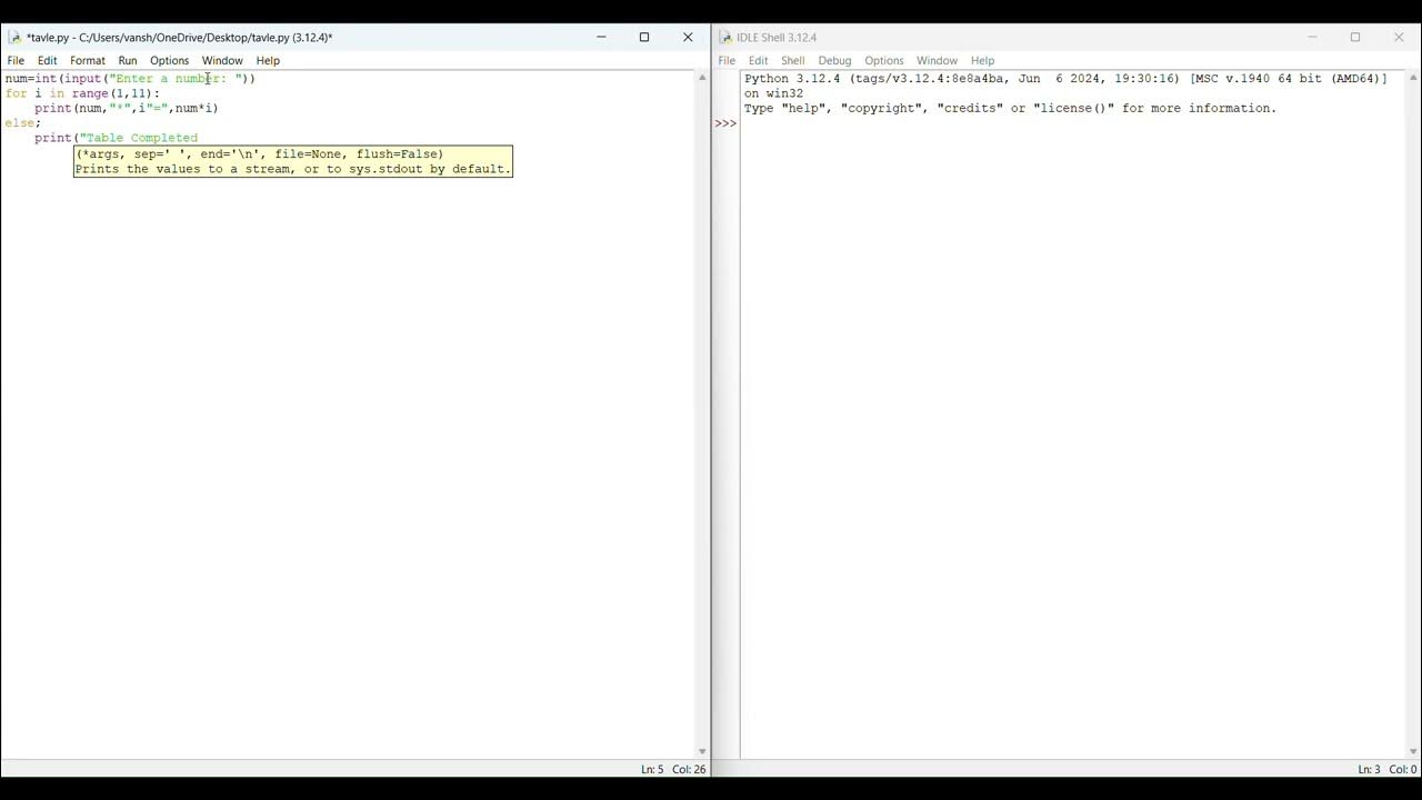 How to Print a Table using Loops in Python - YouTube