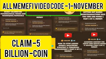 1 November memefi All Video code today | Memefi video code | Memefi All YouTube video code #memefi