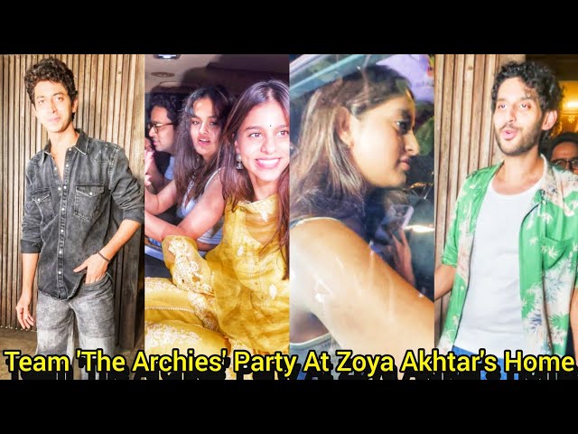 Suhana Khan, Agastya Nanda, Khushi Kapoor & Team 'The Archies' Party At Zoya Akhtar's Home♥️🔥😘 class=