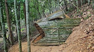 Build a fishshaped shelter or survival hut in the wild.#1