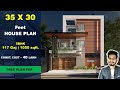 35x30  4 bhk house plan  117 gaj  1050 sqft  3030 house plan 3d  dv studio