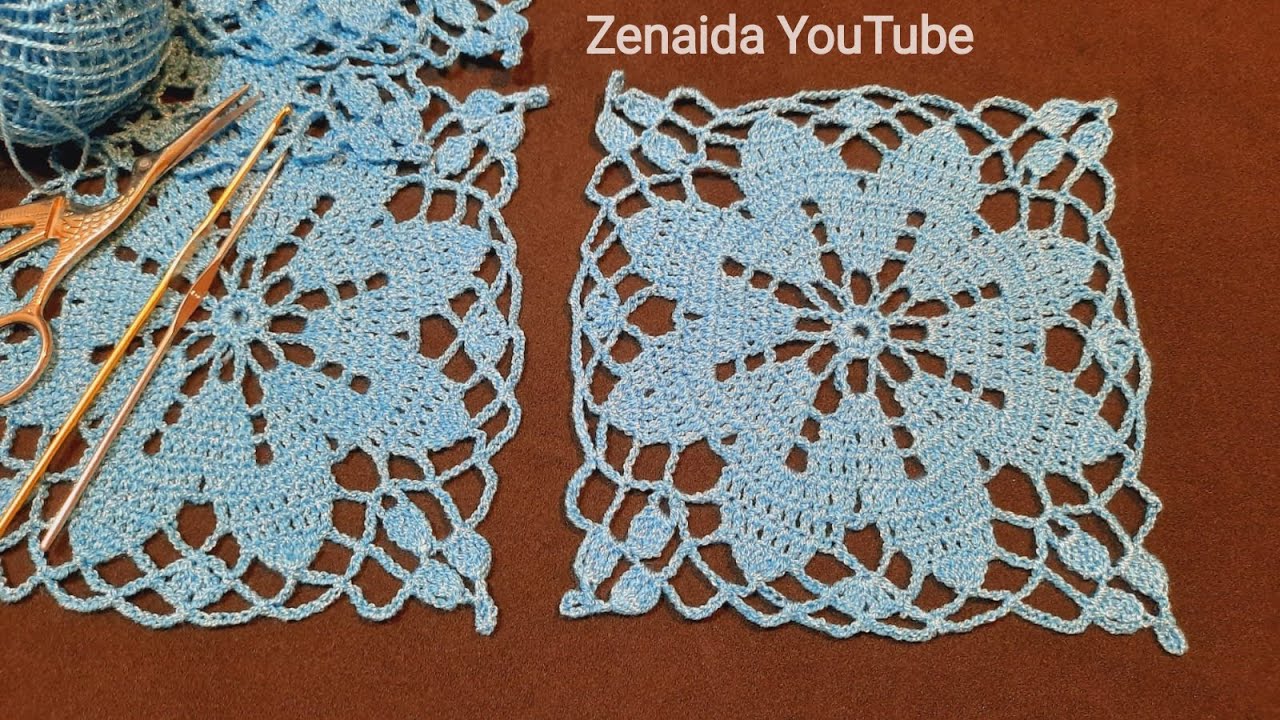 Cuadro en Flor 🪷para Mantel, Colcha, Camino de Mesa,#zenaida #crochet