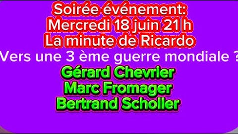 Soirée évènement 21 h: "VERS UNE 3 ÈME GUERRE MONDIALE"