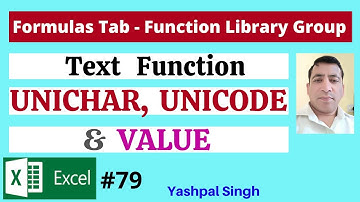 UNICHAR, UNICODE & VALUE Text Function in Formulas Tab  | MS Excel | | Hindi |