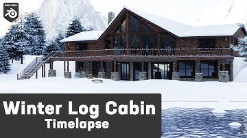 Winter Log Cabin In Blender | Winter Prosperity Timelapse