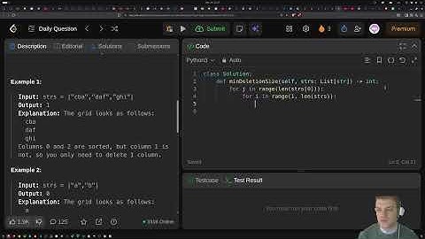 Solving Leetcode Daily 944. Delete Columns to Make Sorted in Python