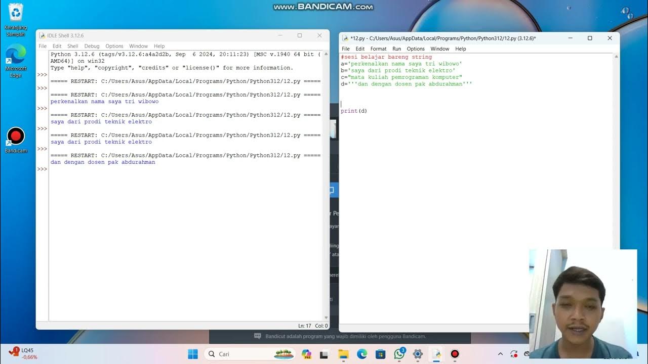 belajar bareng mengenai string dan input di python - YouTube