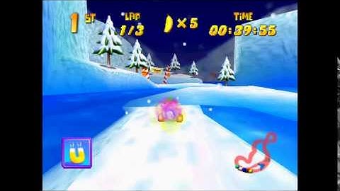 Diddy Kong racing N64 Walkthrough 10 - Snowflake Mountain (World 2) part 1