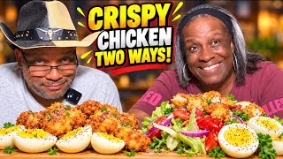 CRISPY CHICKEN TWO WAYS! 🥗🍗Nuggets & Loaded Salad Mukbang/#Slaytember