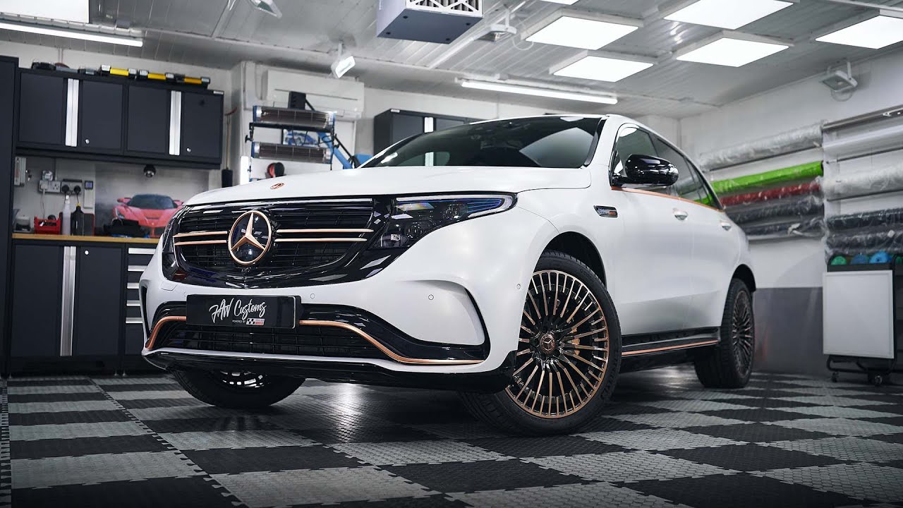 Mercedes EQC 400 wrapped in Satin Flip Ghost Pearl by Faw Customs