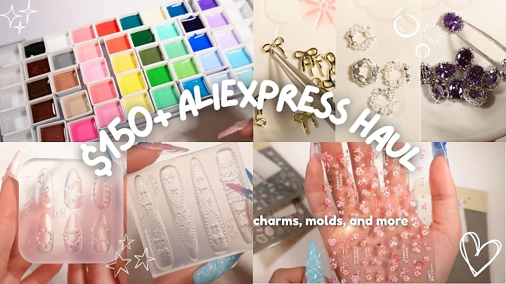 $150+ aliexpress nail haul ──★ ˙🍓 ̟ !! new charms, nail molds, stickers + mpa art palette unboxingִ𖦹