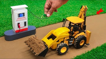 Diy mini JCB 3dx and tractor loaind sand in trolley | science project @TechCreatorsOfficial