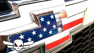 Chevy American Flag Badge / car or truck - Super easy trick with vinyl sticker
