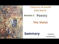 Classics of world literature 6th sem module 2 the violet by goethe malayalam summary calicut univers