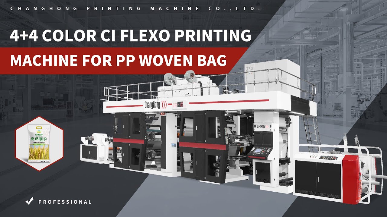 4+4 colors CI Flexographic Printing Machine For PP woven - YouTube