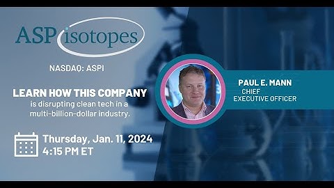Unlock Investment Insights: RedChip Investor Group Call featuring ASP Isotopes (NASDAQ: ASPI)