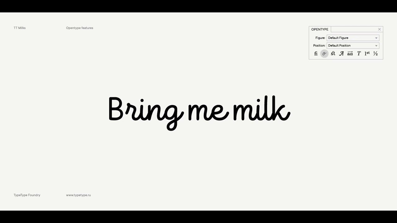 TT Milks Script font subfamily and the use of the Contextual Alternates feature / Hidden Gems #4