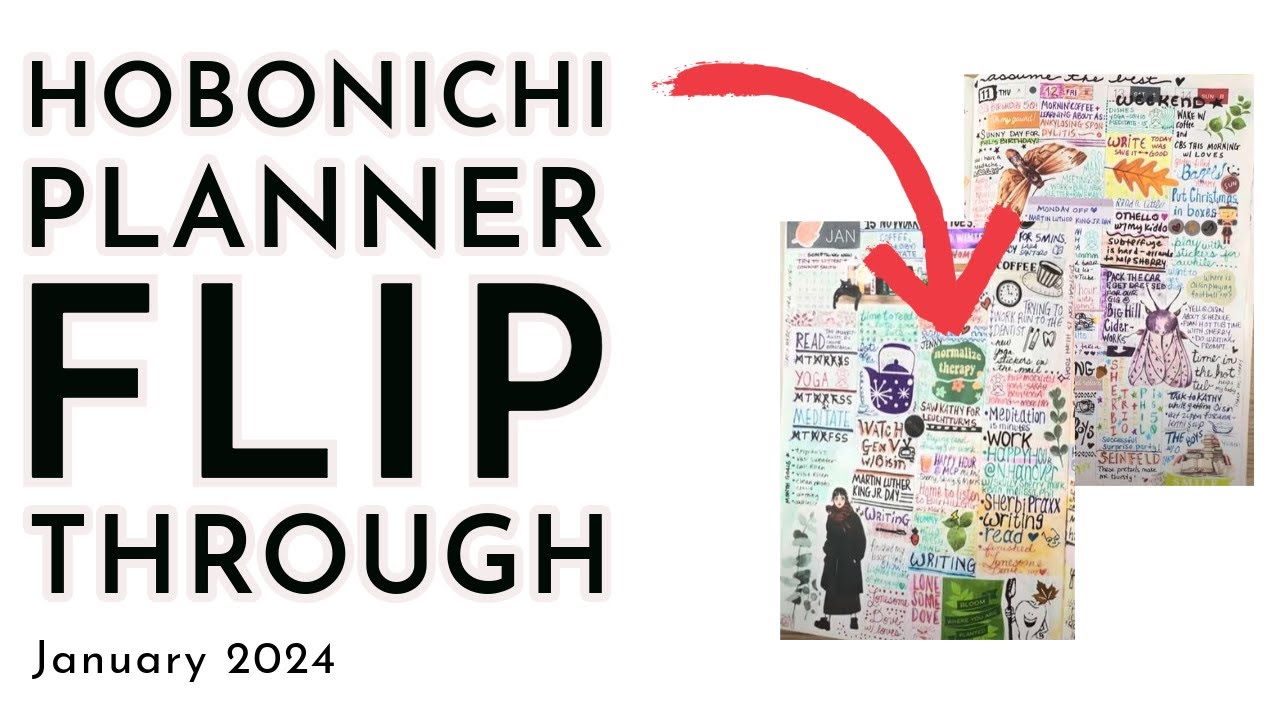 Hobonichi Cousin January 2024 flip through & tour — art journal/sketchbook/writing #flipthrough