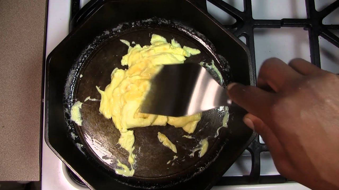 Scrambled Eggs In A Cast Iron Chef Skillet