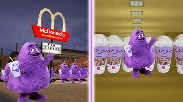 Gmod: Grimace Nextbot // Running away from Grimace and Shake Nextbot █ Garry