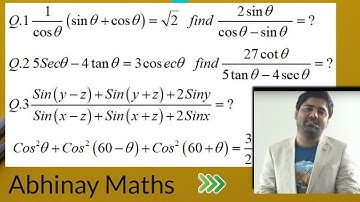 Trigonometry -  Advanced Identities WITH MAINS CGL 2017 Questions  by Abhinay Sharma --