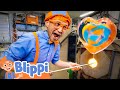 Blippi Blows Glass! 🥛 | Blippi 🔍 | 🔤 Educational Subtitled Videos 🔤 | Learning Videos for Kids